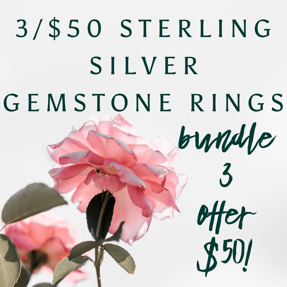💎Bundle Any 3 Sterling Silver Rings with 💎in the title and offer me $50!